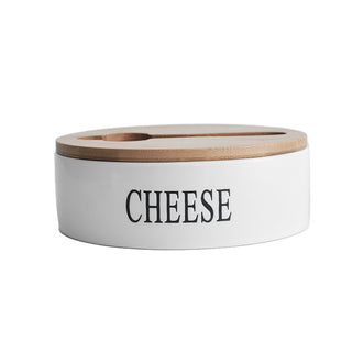 Caja para mantequilla y queso de cerámica con cuchillo.