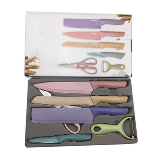 Wheat Straw 6-piece Set Of Colorful Chef Cooking Gift Set Of Knives