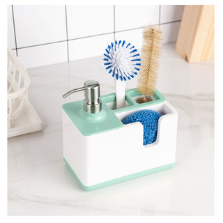 Dispensador de jabón para almacenamiento de utensilios de limpieza de cocina